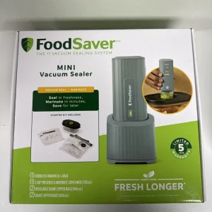 FoodSaver Mini Vakuumierer, Marinierbehälter, Ladestation und Beutel-